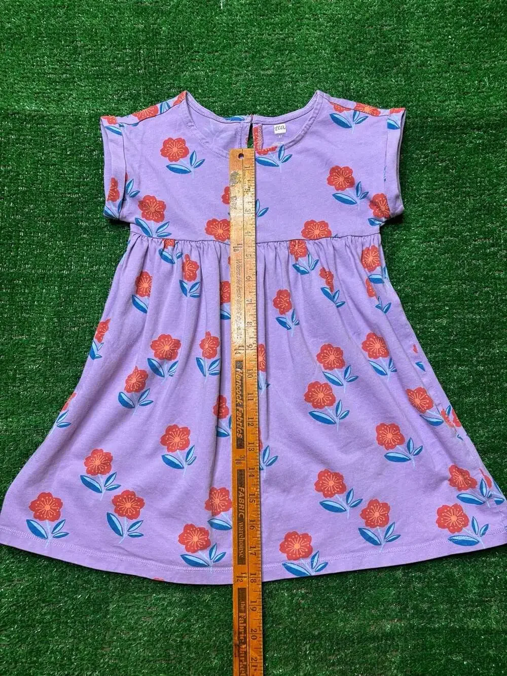 Tea Collection Purple Floral Red Flower Print Dress Size 4T